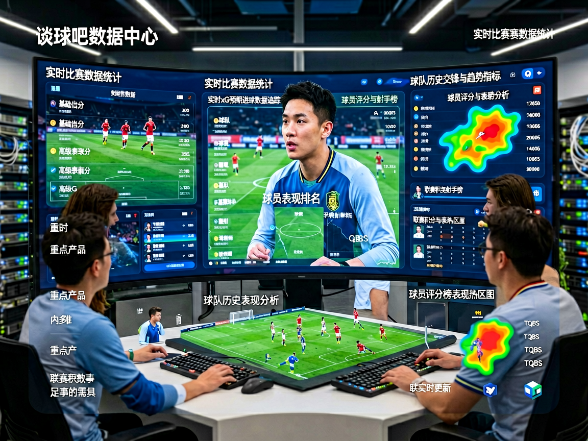 谈球吧数据中心 - 实时比赛数据统计面板，展示球队排名和球员表现指标
